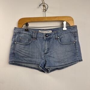 Ecko RED UNLTD Shorts Woman's Juniors 7 Blue Wash Denim Jean Rhinestone Pockets